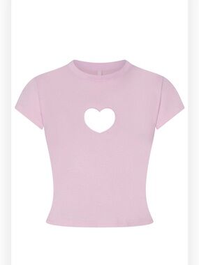SKIMS Worn in Jersey Heart Baby Tee Pink -Baby Pink BNWT